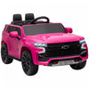 Aosom 12v Licensed Chevrolet Tahoe Powered Ride-On Car, Kids Ride On Car With Remote Control, 3 Speeds, Spring Suspension, Led Light, Horn, Music, Electric Kids Car For 3-6 Years Old Pink