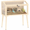 PawHut Wooden Hamster Cage, Gerbil Cage with Openable Top, Seesaws, Platforms, Water Bottle, Hamster Habitat with Transparent Viewing for Syrian, Dwarf, Rats, 43.3\" x 20.5\" x 39.8\"