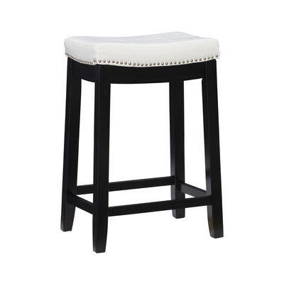 Claridge Faux Leather Backless Counter-Height Stool - Black and White|Tabouret Claridge de hauteur comptoir en similicuir et sans dossier - noir et blanc