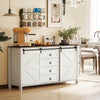 HOMCOM Farmhouse Sideboard Buffet Cabinet with Doors Cream White