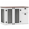 Pawhut Dog Crate Furniture, 44\" Dog Kennel Furniture With Double Doors, Storage, Drawer, Dog Cage For Medium Dogs, White