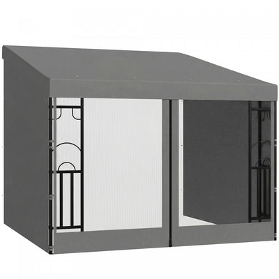 Outsunny 10' x 10' Wall Mounted Pergola Gazebo with Curtains and Nettings
