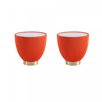Anderson Modern Sintered Stone Top Upholstered End Table in Orange - Set of 2 