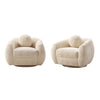 Tribeca Mid-Century Modern Chenille Lounge Chair in Cream - Set of 2 | Fauteuil lounge Tribeca style mid-century en chenille creme - Lot de 2