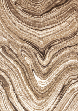 Forte Brown Cream Soothing Waves Area Rug - 7'9