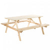 Outsunny Wood Picnic Table Set With Built-in Benches Umbrella Hole Natural
