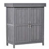 Outsunny Wooden Garden Storage Shed With Hinged Roof And 2-tier Shelves, Outdoor Tool Storage Shed Kit With Double Doors, 29.1\" X 16.9\" X 34.6\", Dark Grey