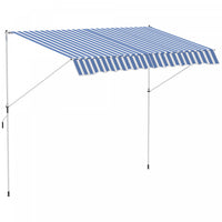 Outsunny 10x5ft Manual Retractable Awning, Patio Sun Shade Canopy Shelter With 5.6-9.2ft Support Pol