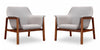 Miller Mid-Century Modern Linen Weave Accent Armchair in Gray - Set of 2