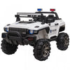 Aosom 2-seater Kids Powered Ride-On Cars, 12v Remote Control Police Truck Electric Car For Kids With Full Led Lights, Mp3 (white)