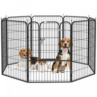 Pawhut 8 Panel Pet Playpen Play Yard Fence Home Diy Heavy-duty Metal Foldable Indoor Outdoor 31