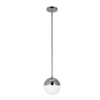 Dainolite Dayana 1 Light Pendant Polished Chrome Finish White Glass Lamp