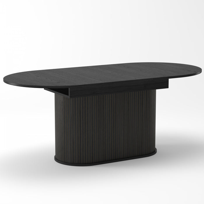 Noah Extendable Oval Dining Table with Striped Legs,Black