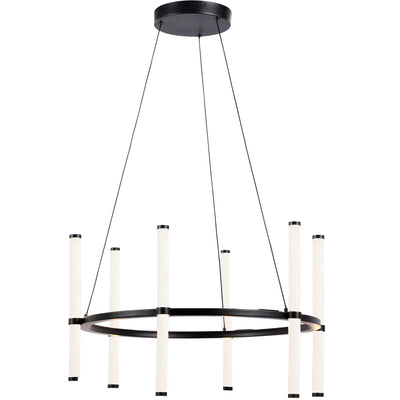 Dainolite Corvette Chandelier 36w Matte Black White Acrylic Diffuser Lamp|Lustre Corvette de Dainolite en acrylique blanc qui diffuse la lumière, avec fini noir mat et ampoule de 36 W