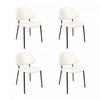Haven Contemporary Modern Vegan Leather Metal Side Chair in Ivory - Set of 4