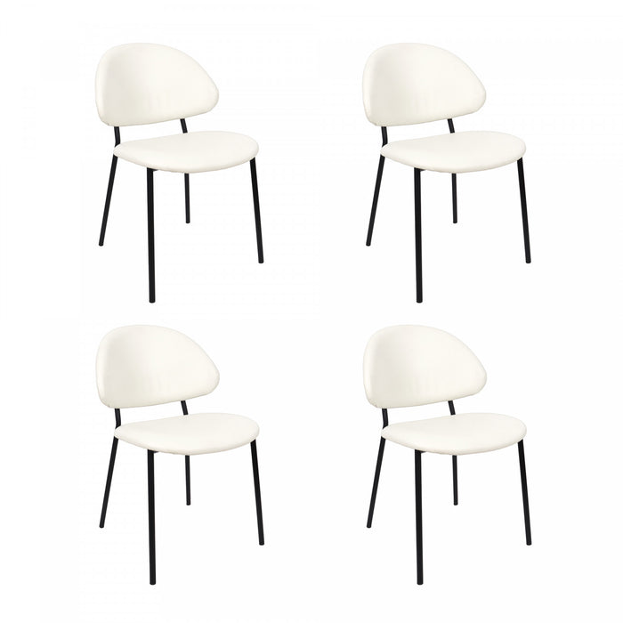 Haven Contemporary Modern Vegan Leather Metal Side Chair in Ivory - Set of 4