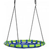 Outsunny 40" Saucer Swing Giant Hanging Tree Swing, Waterproof Nest Web Rope Seat, Adjustable Hanging Ropes for Children 3-8 Years Old, Indoor Outdoor, Backyard, Playground, Blue