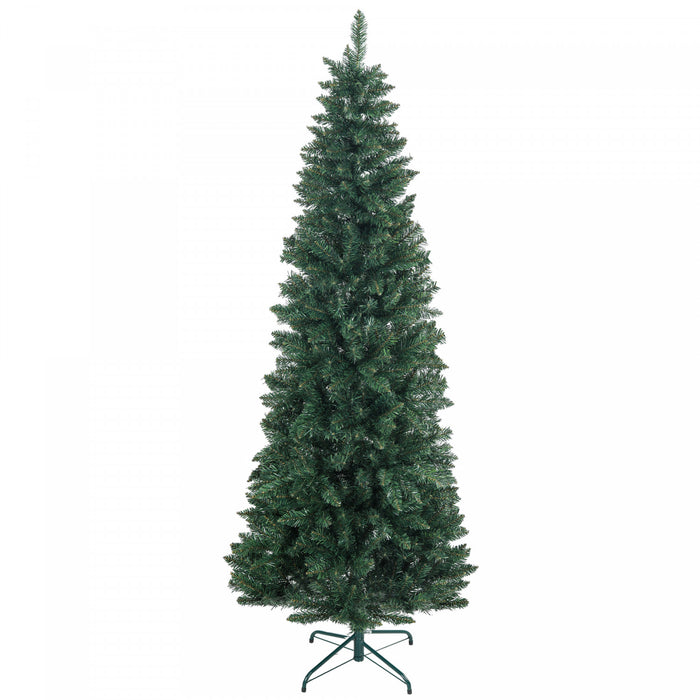 Homcom 7ft Tall Pencil Artificial Christmas Tree With Steel Base, Green