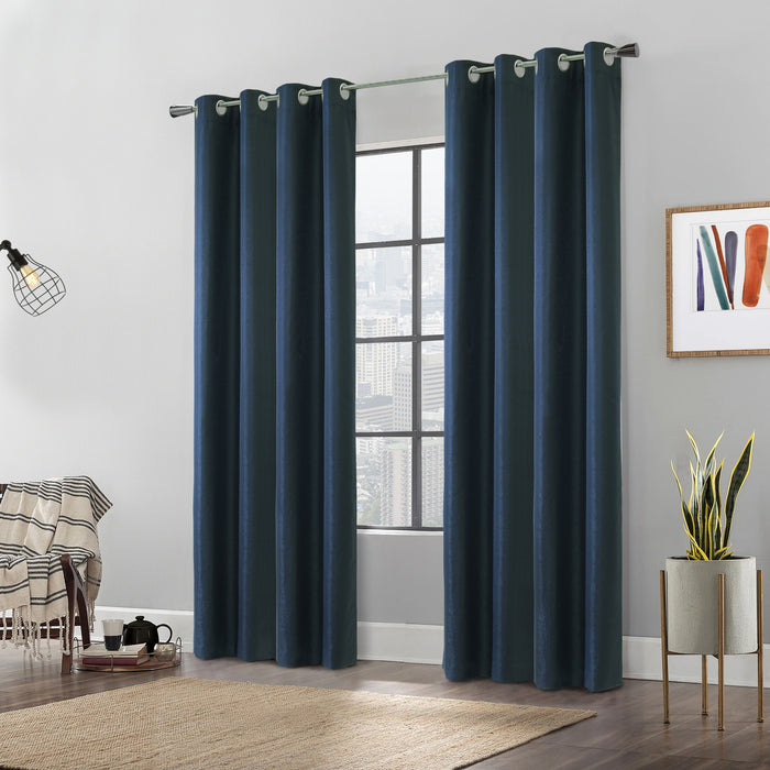 Gette Navy Grommet Curtain Panel - 52\" X 95\"