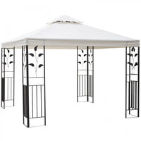 Outsunny 10' X 10' Outdoor Garden Metal Gazebo Patio Canopy Marquee Patio Party Tent Canopy Shelter Vented Roof Decorative Frame, Cream