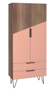 Manhattan Comfort Beekman 6-Shelf Accent Cabinet - Brown & Pink