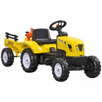 Aosom Ride On Excavator For Kids, Pedal Ride On Tractor With Back Storage Trailer, Shovel, Rake, Hor
