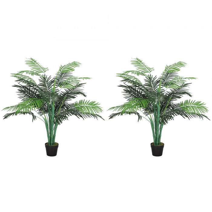 Outsunny 4FT Artificial Tropical Palm Tree Faux Plant with Lifelike Leaves