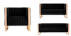 Trillium Mid-Century Modern 3-Piece Sofa Set in Black