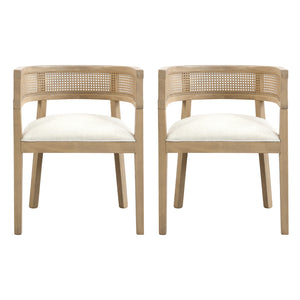 Lance Dining Chairs Set Of 2 With Rattan Back And U-shaped Seat - Natural Ash