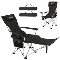 Outsunny Set of 2 Reclining Camping Chair, Folding Camp Chair, Black