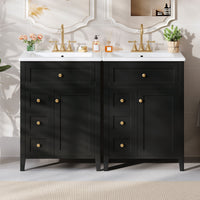 Aura 48 Inch Double Sink Vanity Combo with Drawers and Cabinet, Black