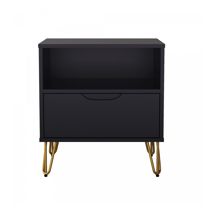 Avira Mid-Century Modern 20\" Nightstand in Black (1-Drawer)
