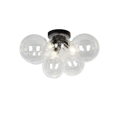 Dainolite Comet 3 Light Flush Mount Matte Black Clear Glass Lamp|Plafonnier affleuré Comet de Dainolite en verre transparent, avec fini noir mat et 3 ampoules