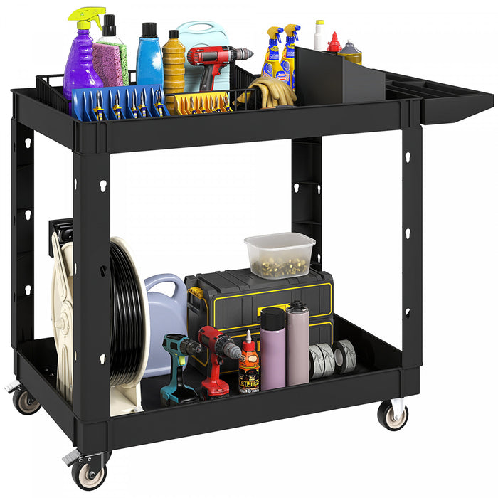 Homcom 2-tier Rolling Tool Cart, 500 Lbs Capacity Utility Cart, Black
