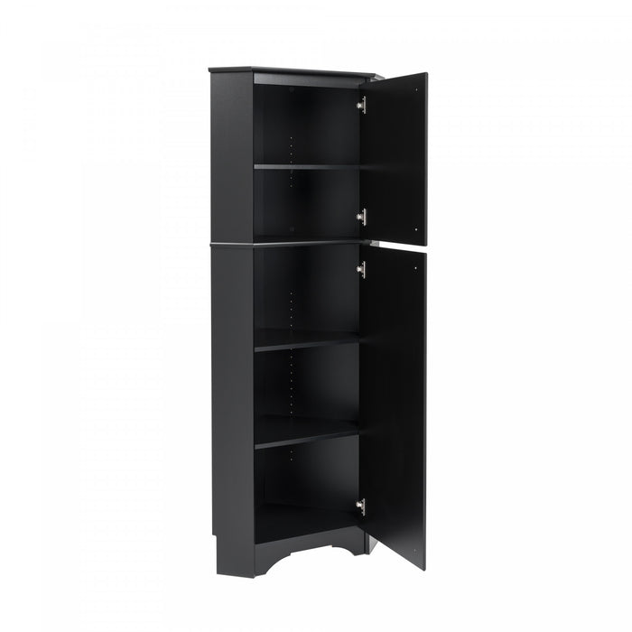 Elite Tall 2-Door Corner Storage Cabinet - Black