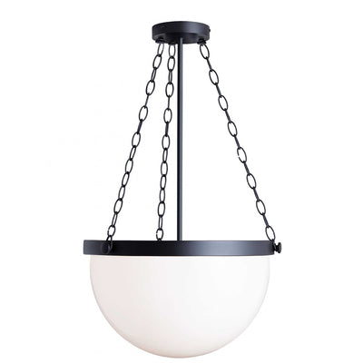 Dainolite Rhonda 1 Light Incandescent Pendant Matte Black White Glass Lamp|Luminaire suspendu Rhonda de Dainolite en verre blanc, avec fini noir mat et 1 ampoule incandescente
