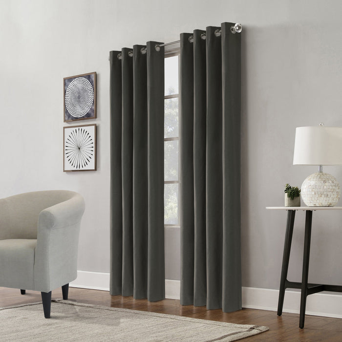 Edison Charcoal Grommet Curtain Panel - 52\" X 95\"