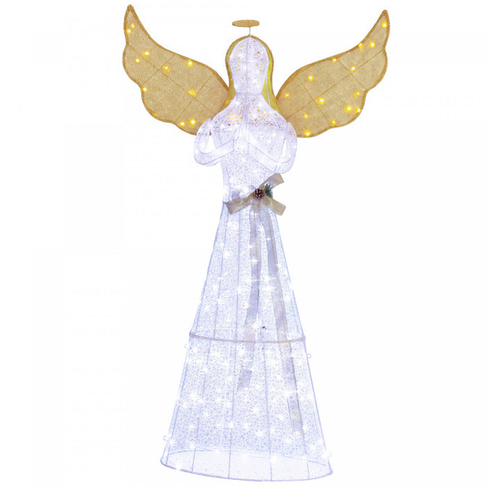 Outsunny 5ft Lighted Christmas Praying Angel Decoration with 180 LED Lights