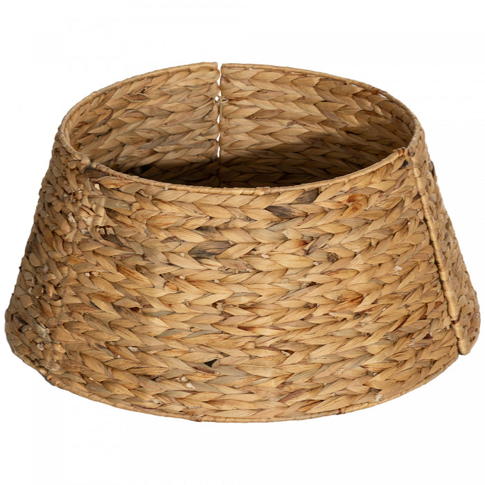 Homcom 24\" Hyacinth Christmas Tree Base Cover Hand Woven Tree Ring Natural