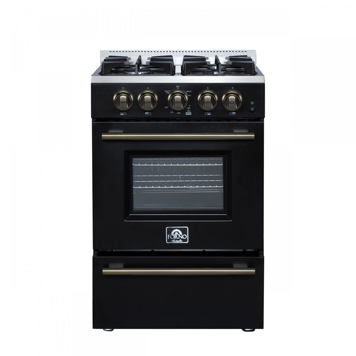 Forno Breno 24\" Freestanding Gas Range, Black - FFSGS6290-24BLK
