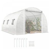 Outsunny Walk-in Tunnel Greenhouse w/ Support Rods, Plant Hot House, White