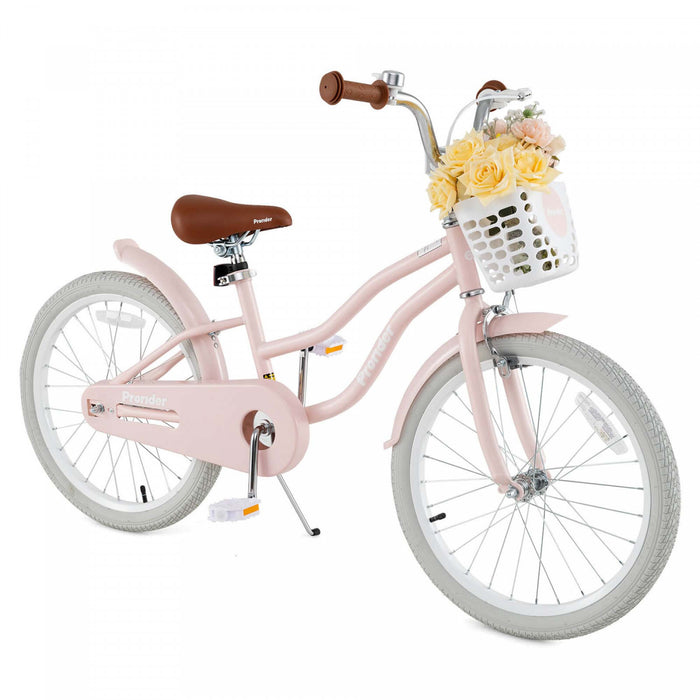 Prorider 20\" Kids Bike With Height Adjustable Handlebar & Seat Hand Brake & Coaster Brake Pink