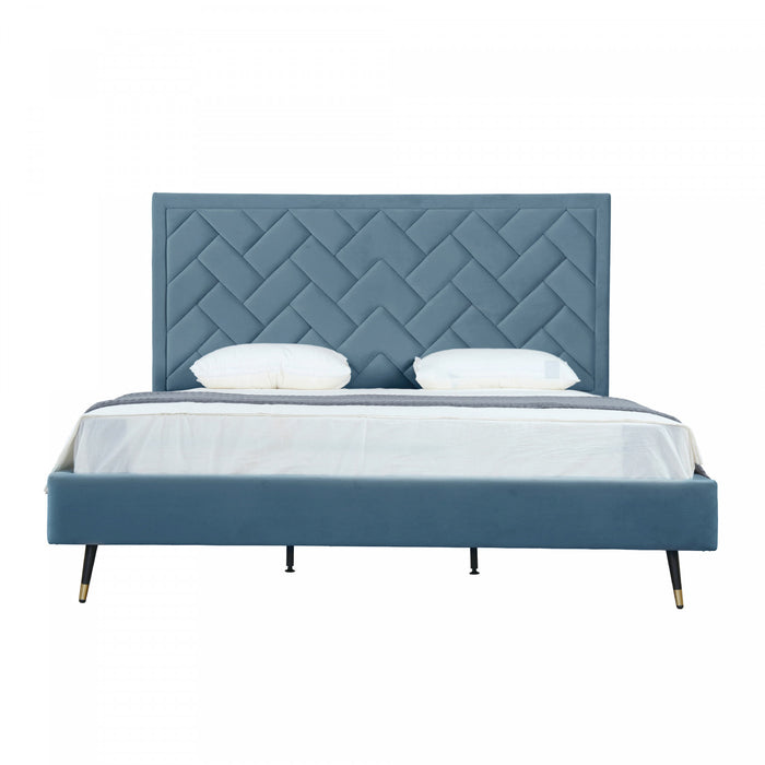 Crosby Modern Upholstered Velvet King Bed in Blue