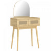 HOMCOM Vanity Desk with Mirror, Makeup Vanity with 2 Drawers, Natural Wood