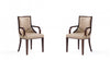 Grand Traditional Wood Upholstered Armchair in Tan - Set of 2 Dining Chair