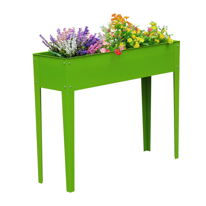 Outsunny 39\" X 12\" X 34\" Raised Garden Bed Raised Garden Flower Bed Plant Kit Vegetable Herb Box With 3 Holes, Green