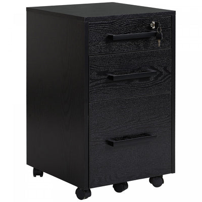 HOMCOM 3 Drawer File Cabinet with Hanging Bars for Letter A4 Size, Black