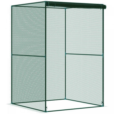 Outsunny 4' x 4' Crop Cage, Plant Protector with Zipper Door, Dark Green
