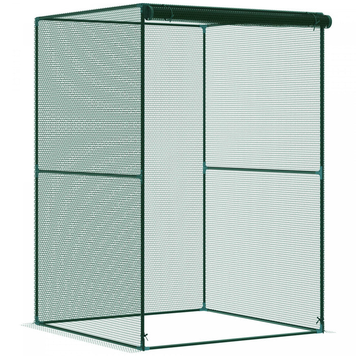 Outsunny 4' x 4' Crop Cage, Plant Protector with Zipper Door, Dark Green