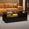 Daniel Coffee Table with LED Lights and Storage Drawers,Black
